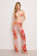 Luxury GAUZE MESH WIDE LEG MAUVE TROPICAL HIBISCUS001