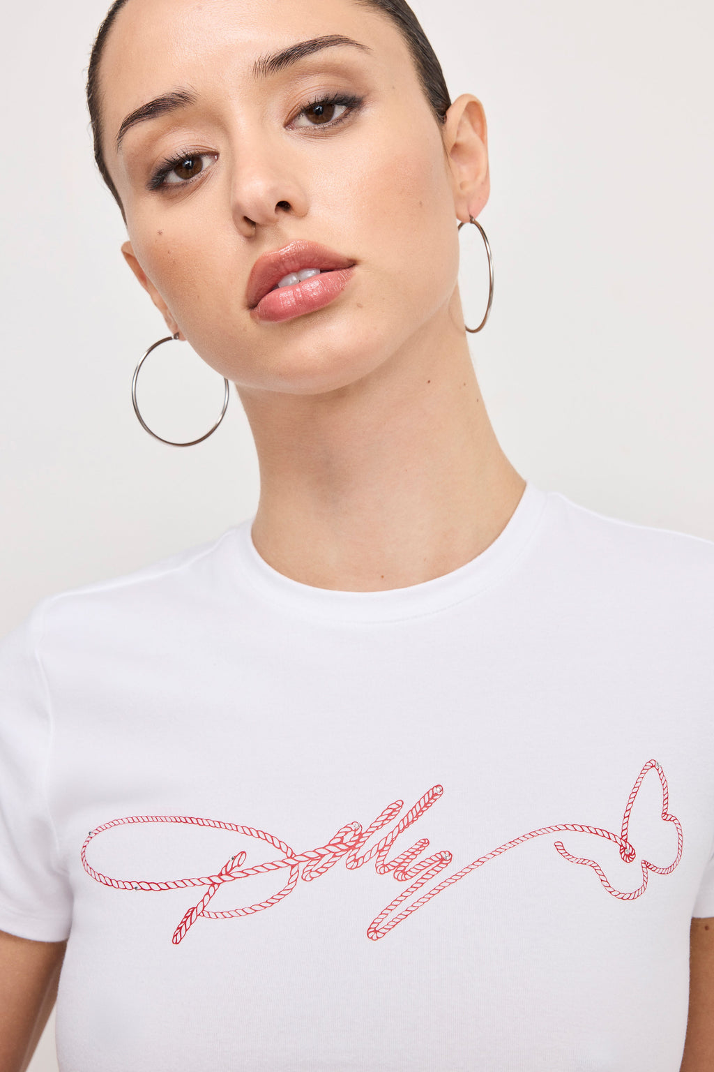 Luxury DOLLY SIGNATURE SUPER STRETCH BABY TEE WHITE001
