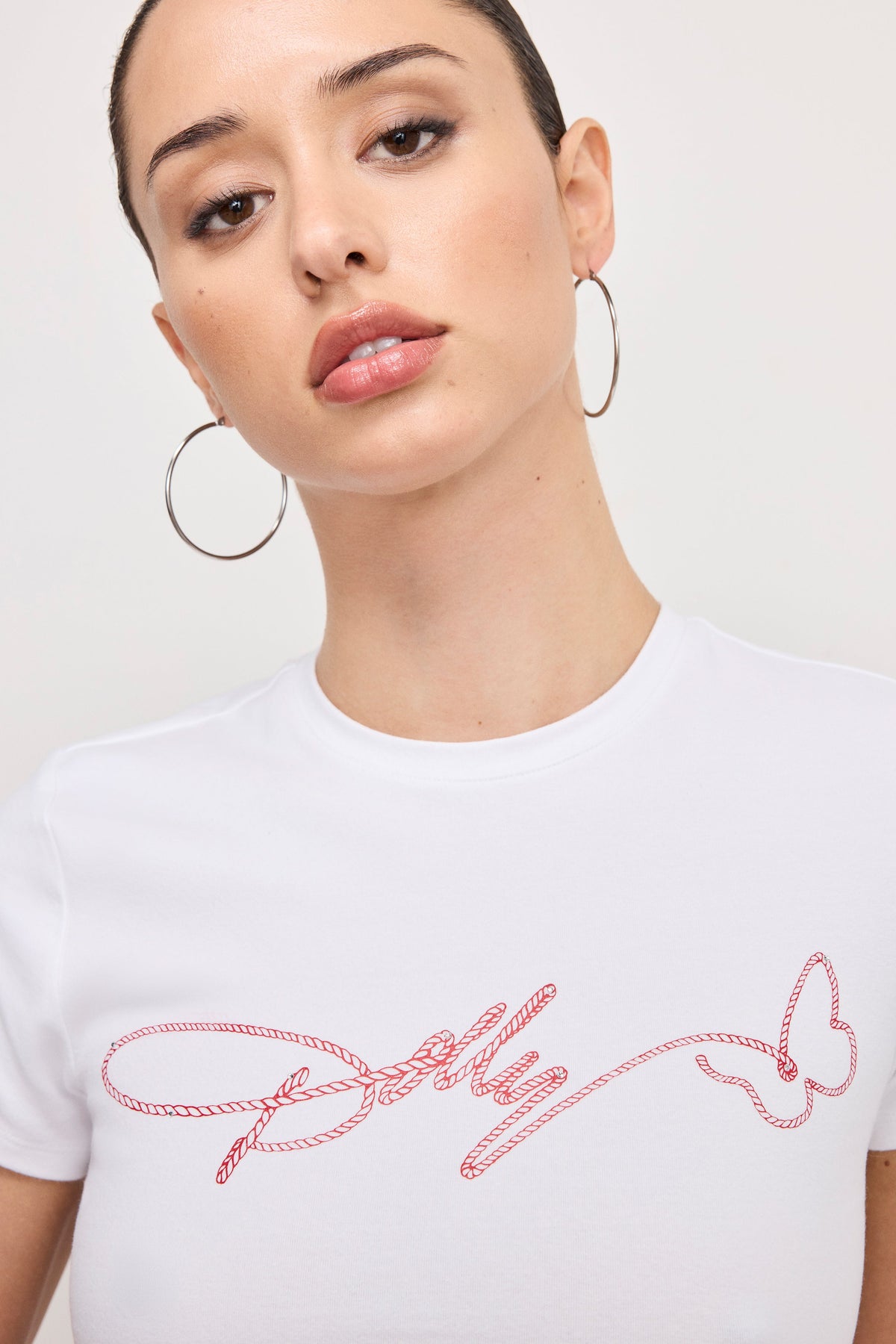 Luxury DOLLY SIGNATURE SUPER STRETCH BABY TEE WHITE001