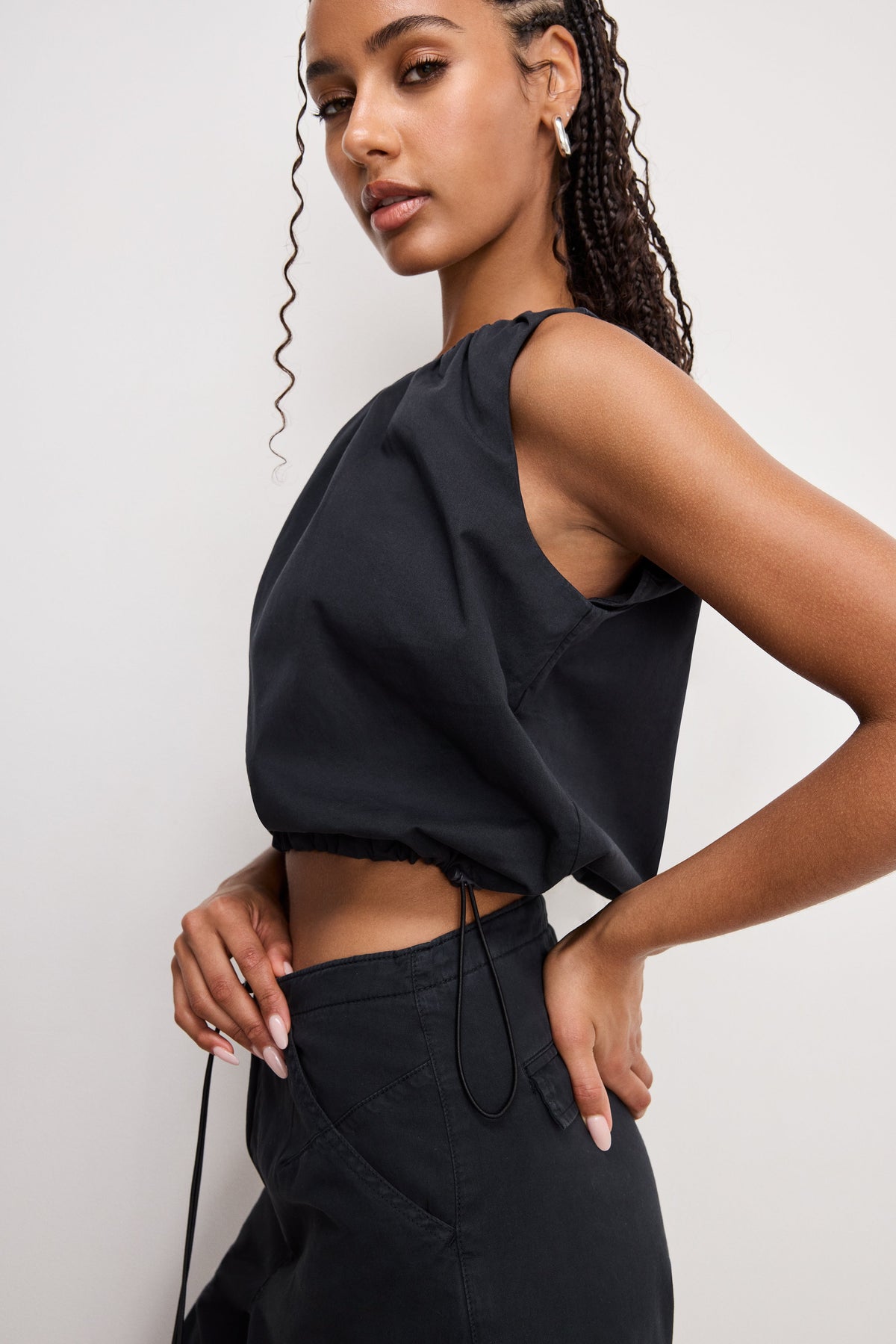 Luxury TWILL PARACHUTE BUBBLE TOP BLACK001