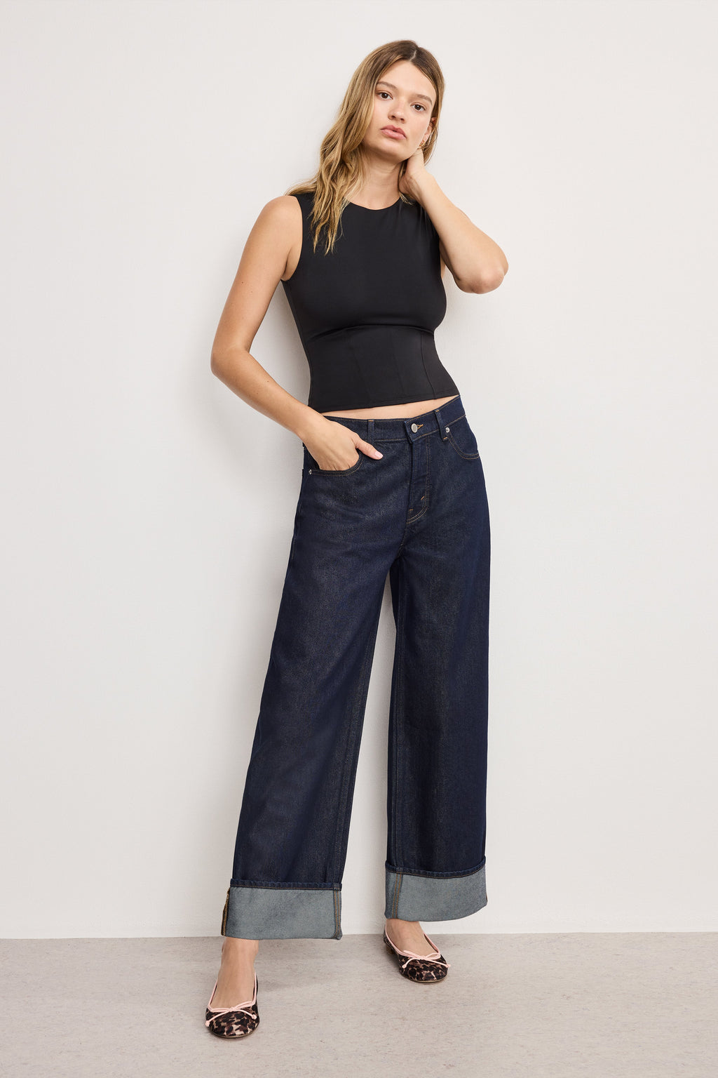 Luxury GOOD LOW RISE BAGGY CUFFED JEANS INDIGO1006