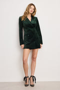 Luxury VELVET EXEC DRESS PINE GREEN003