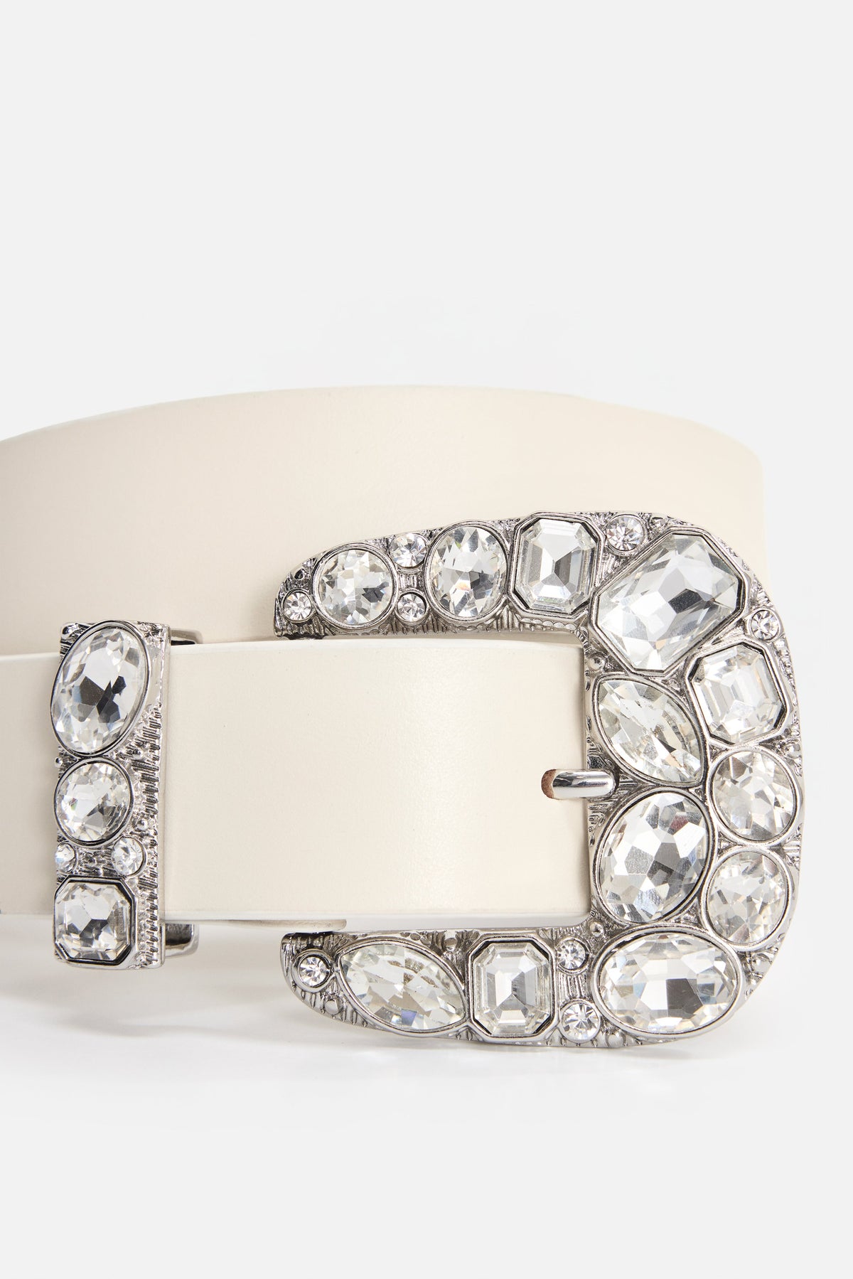 Luxury DOLLY CLASSIC CRYSTAL LEATHER BELT WHITE001