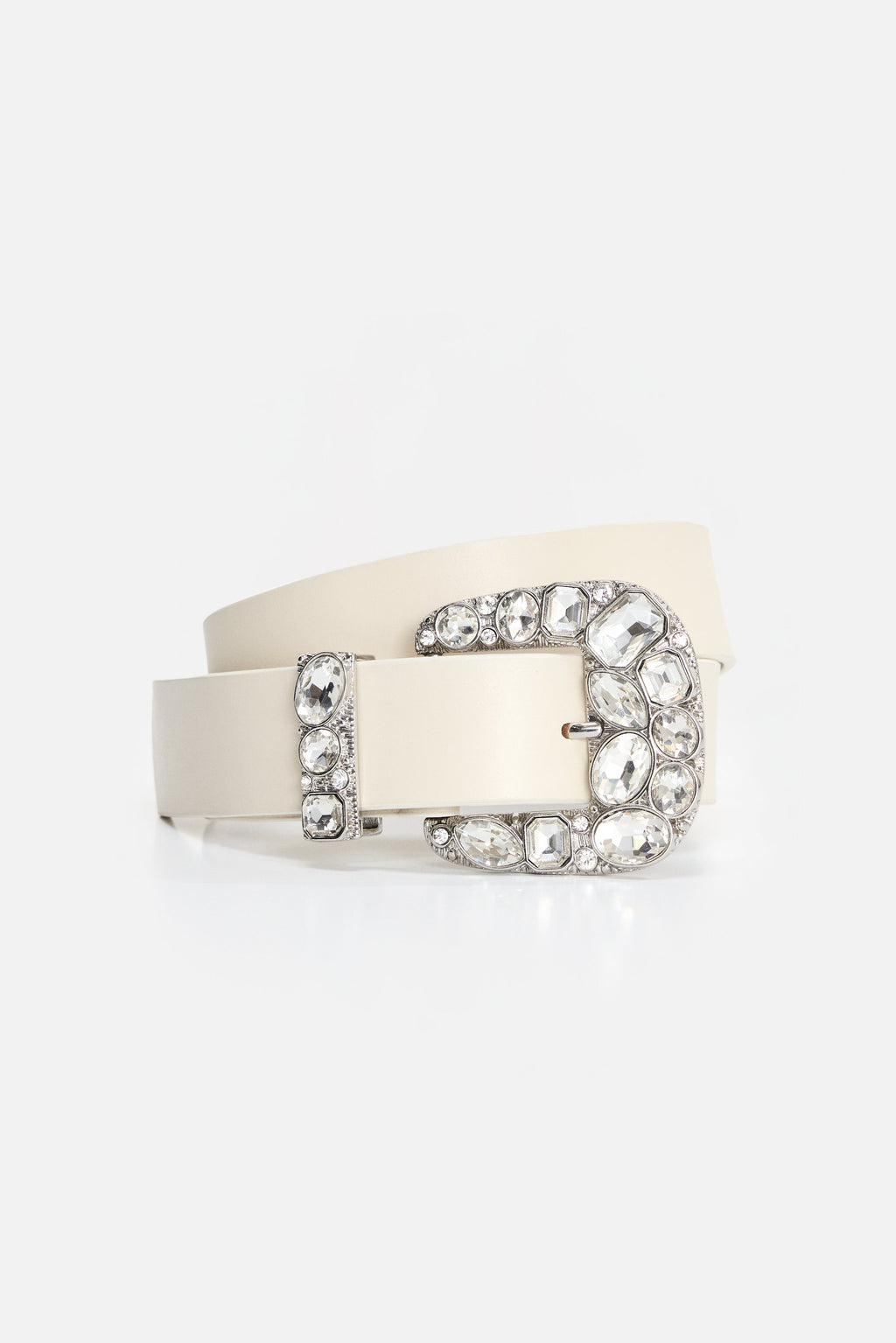 Luxury DOLLY CLASSIC CRYSTAL LEATHER BELT WHITE001