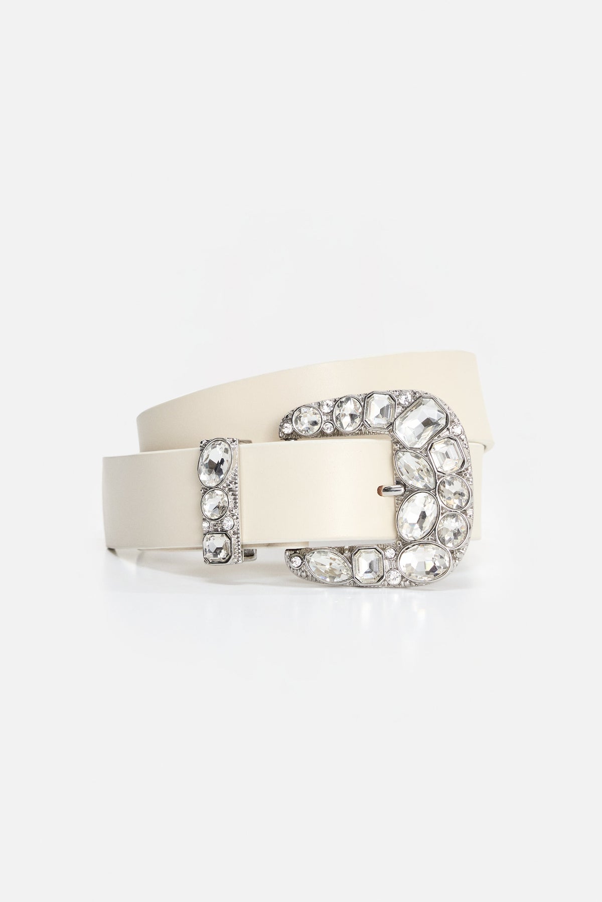 Luxury DOLLY CLASSIC CRYSTAL LEATHER BELT WHITE001