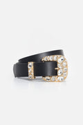 Luxury DOLLY CLASSIC CRYSTAL LEATHER BELT BLACK001