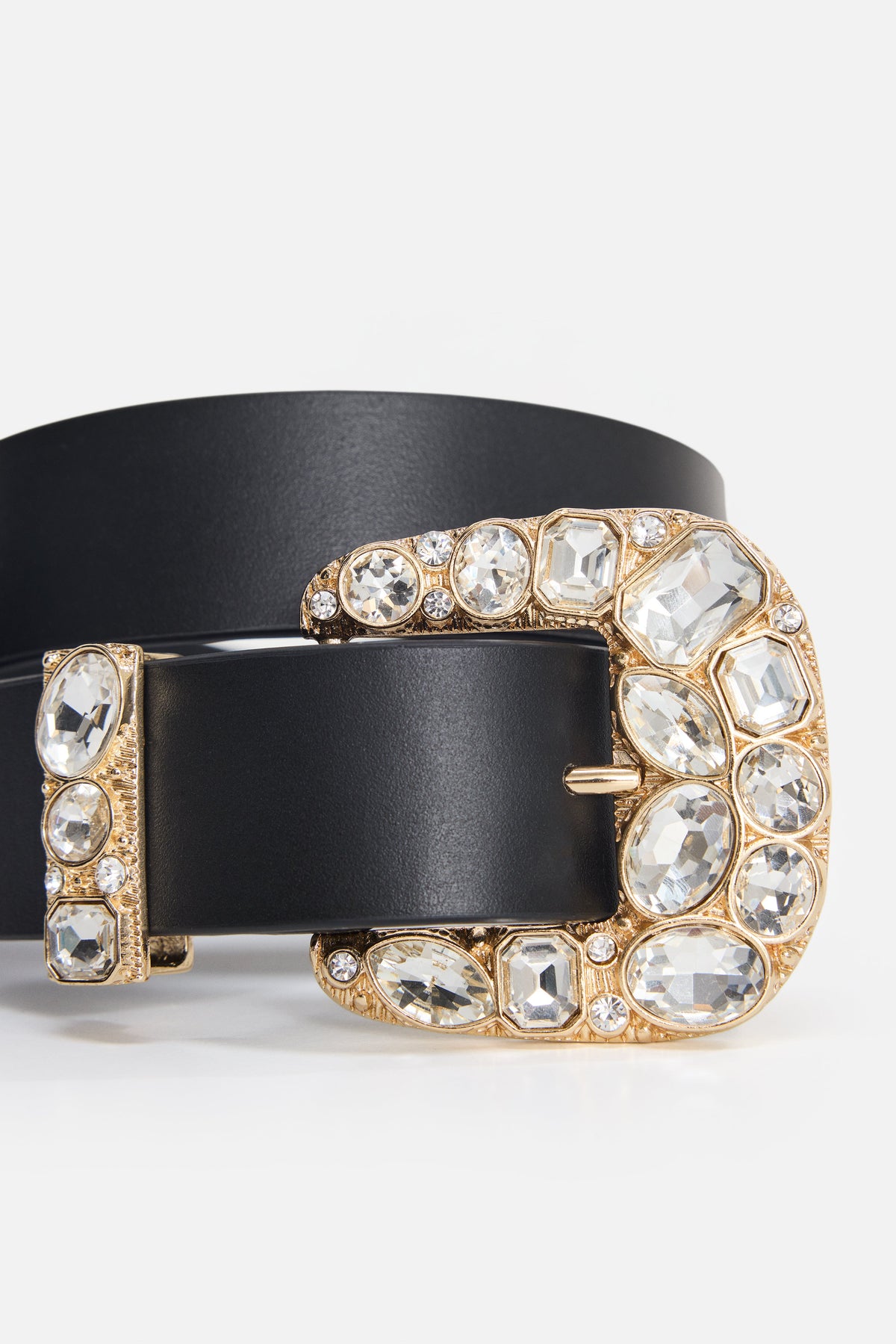 Luxury DOLLY CLASSIC CRYSTAL LEATHER BELT BLACK001